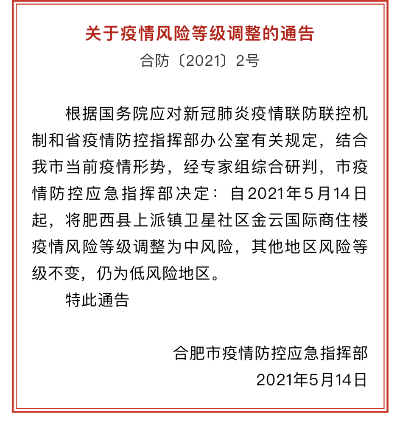 安徽合肥市是什么风险区 安徽合肥市是什么风险区