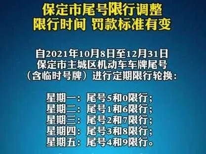 2026.1.7保定今日汽车尾号限行是几 2026.1.7保定今日汽车尾号限行是几