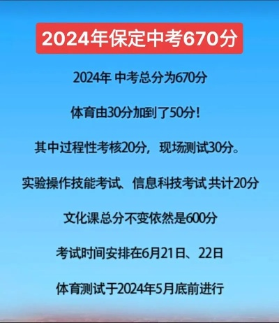 保定市2024年中考满分多少 保定市2024年中考满分多少