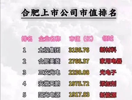 合肥市的上市企业有哪些 合肥市的上市企业有哪些